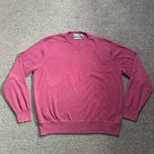 Polo Ralph Lauren Crewneck Sweater Burgundy Mens XXL Cotton Pony Logo Preppy